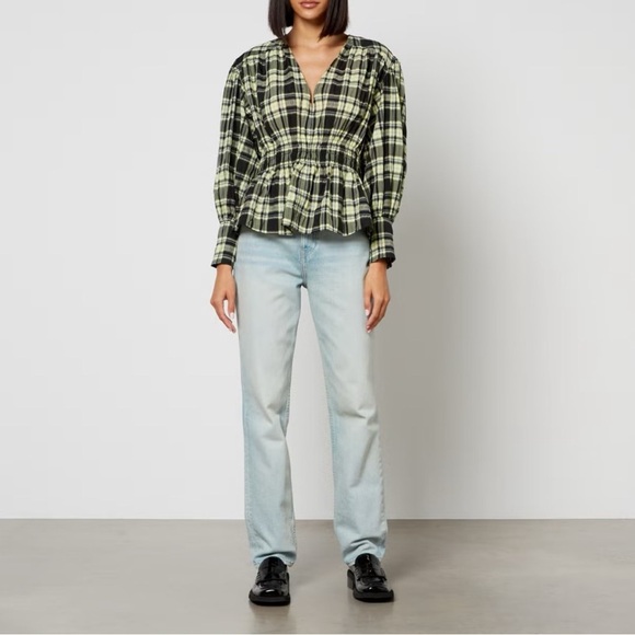 GANNI seersucker checked blouse - Picture 2 of 4